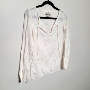 Polo Ralph Lauren Blouse Womens Medium Off White Eyelet Long Sleeve Boho Top
